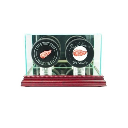 Perfect Cases Perfect Cases DBPK-C Double Hockey Puck Display Case; Cherry DBPK-C
